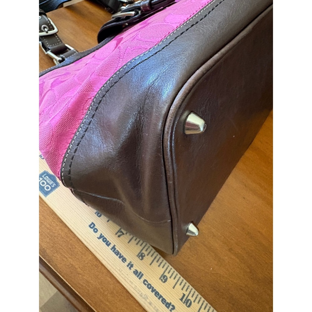 Coach Soho Tote Bag Womens Pink Brown Canvas Leather Signature C Vintage 13820 - Picture 5 of 7